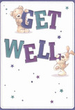 This delightful get well card is practically aglow with playful optimism, fitting for Putney's vibrant character and close-knit neighbourhoods. Two endearing figures-a teddy bear with softly textured, huggable fur and a cheerful puppy with drooping velvet ears-leap from a creamy, welcoming backdrop, each sharing in the joyful act of sending well wishes. They balance the oversized, indigo and teal letters spelling 'Get Well,' the colours popping vividly like the seasonal arrangements found in Putney's flower shops. Scattered stars, tinted in cheerful shades of blue and purple, add a touch of whimsy and hope, their patterns evoking the calm twinkle of lights along the riverside. The textures of the characters' fur are so evocative you almost sense the gentle embrace intended by the card's creators. More than just a message of healing, this card serves as an emotional balm-a compassionate offering, echoing the caring spirit of Putney, and perfect for comforting someone on the mend within the community.